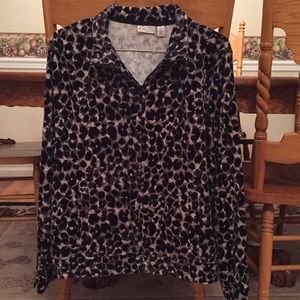 Kim Rogers Zip-Up Jacket. Size Large Petite. Animal Print. Pockets. NEW!